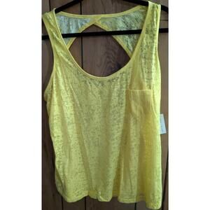 Bobbie Brooks Womens Tank Top Shirt Cami 1X Yellow Sleeveless Shirt New Sheer